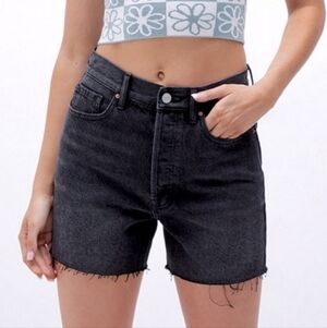 Pacsun Eco Black High Rise Distressed 90s Girlfriend Denim Shorts Jorts